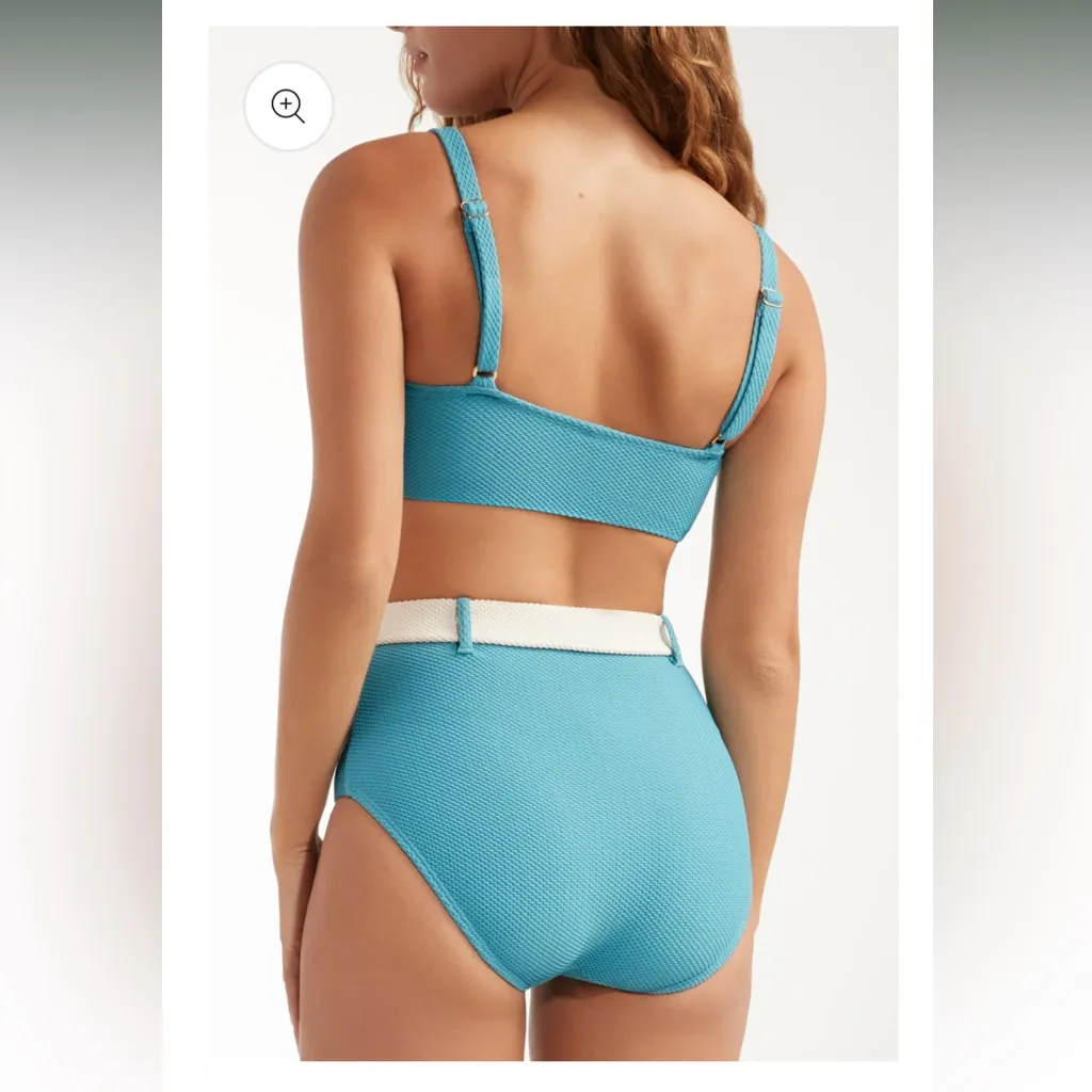 Hermoza Lucia Square Neck Bikini Top and Belted Bottoms Blue Size 2 - Image 3
