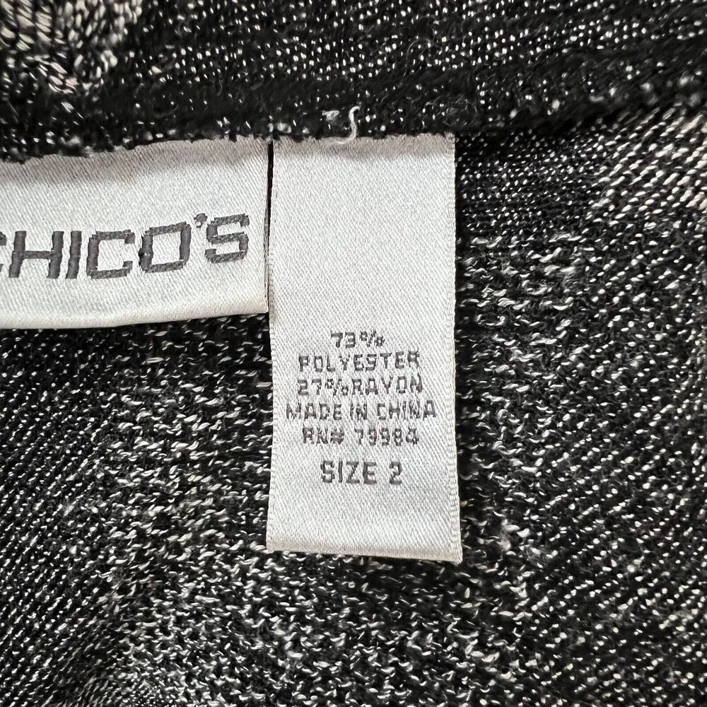 Chicos Sweater Womens Large Gray Check Plaid Open Cardigan Neutral Office Casual - Image 8