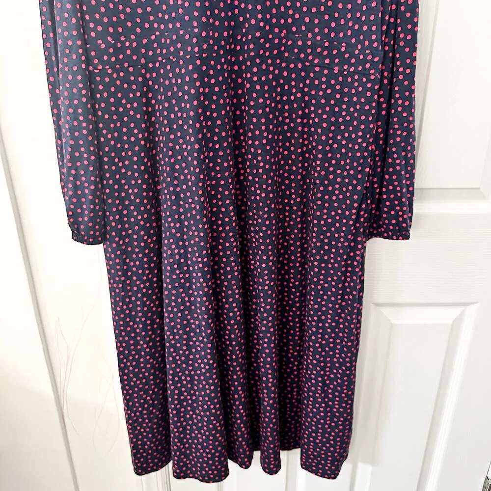 Boden Plus Camille Navy Blue Red Polka Dot Long Sleeve Midi Dress 22R D0780 Size undefined - Image 4