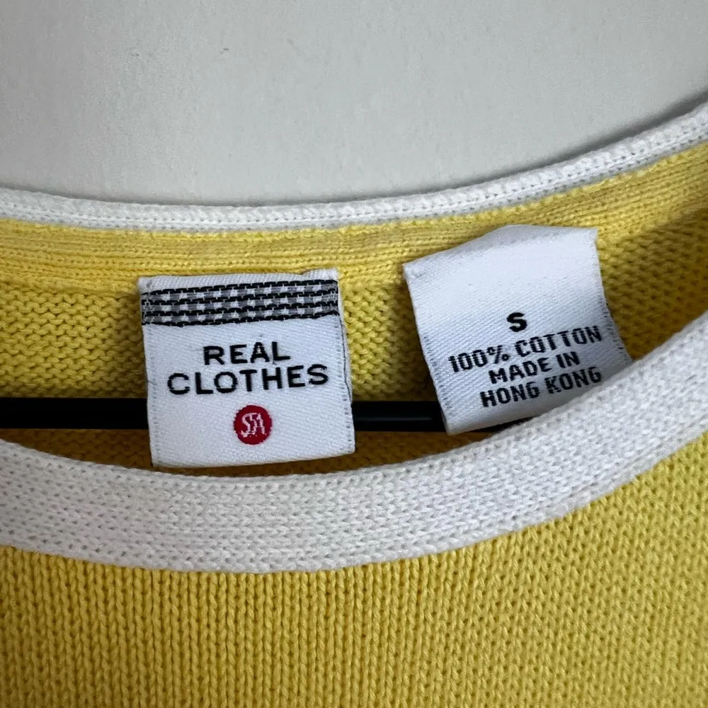 Real clothes light Yellow sleeveless knit top lightweight Cotton S White - Image 3