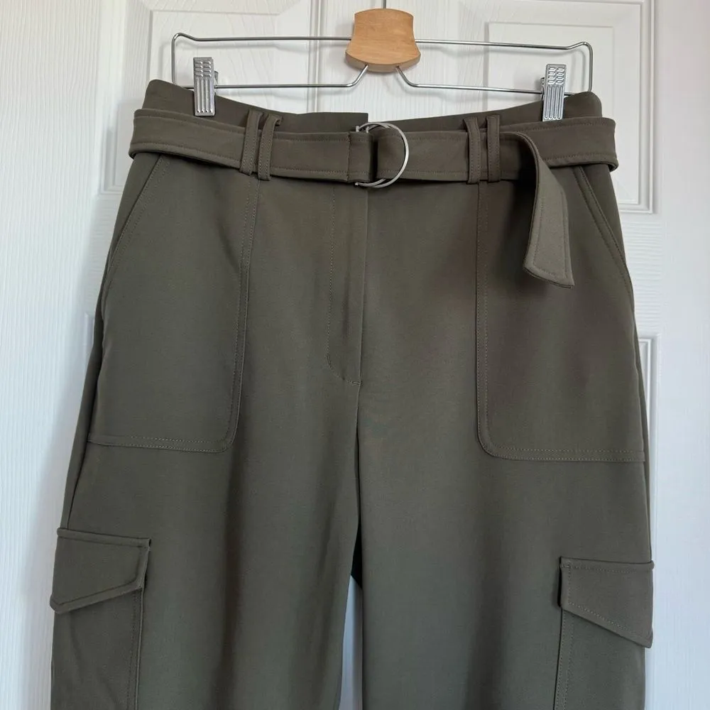 NEW EXPRESS Super High-waisted Belted Cargo Ankle Pant In Olive Green Size 10 - Image 12