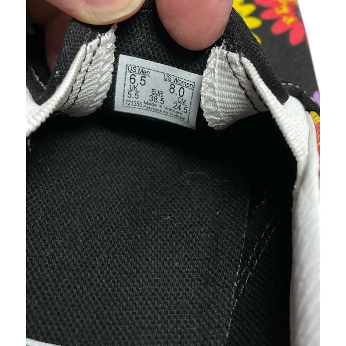 Vans Classic Slip On Peace Floral Black Shoes Sneakers Womens Size 8 Mens 6.5 - Image 3