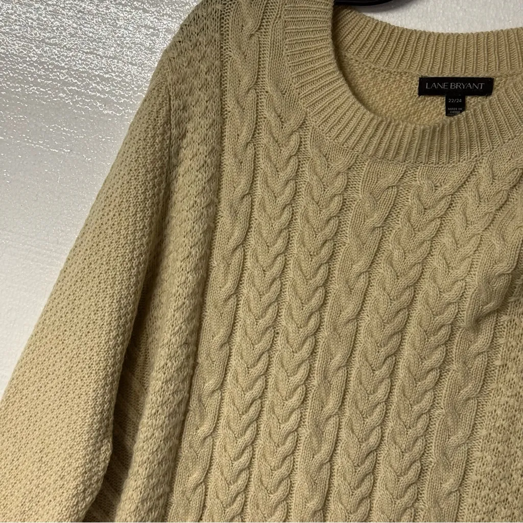 Lane Bryant Sweater Women Plus 22/24 Cable Knit Open Shoulder Long Sleeve Winter - Image 3