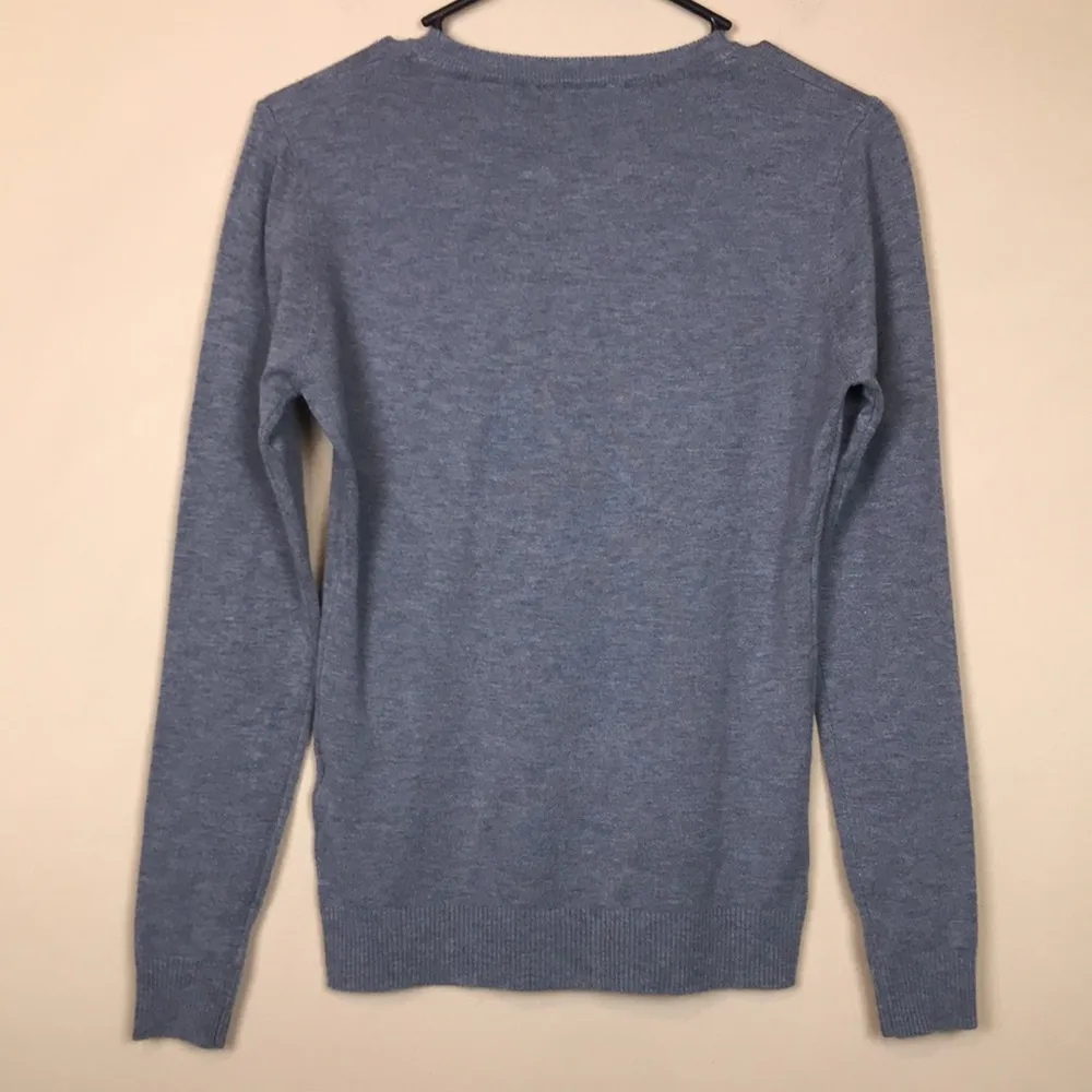 NWT Vila Milano Women’s Wool Blend Heart Rhinestones Gray Crew Neck Sweater - Image 6