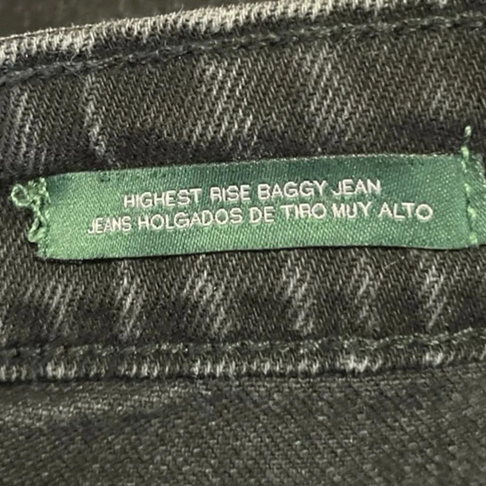 Wild Fable Black Highest Rise Baggy Distressed Straight Denim Jeans Pants Sz 28 - Image 5