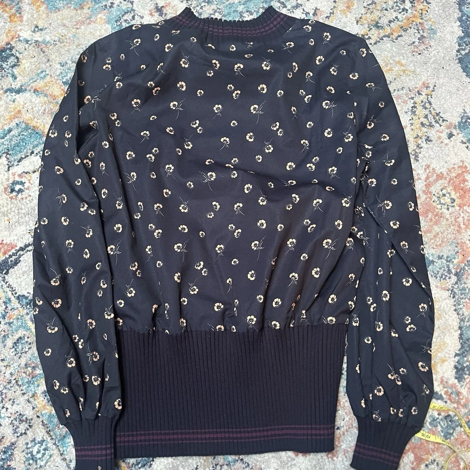 WOMENS FRENCH CONNECTION SIZE UK M NAVY MIX CREW PULLOVER BLOUSE TOP FRILL TRIM - Image 8