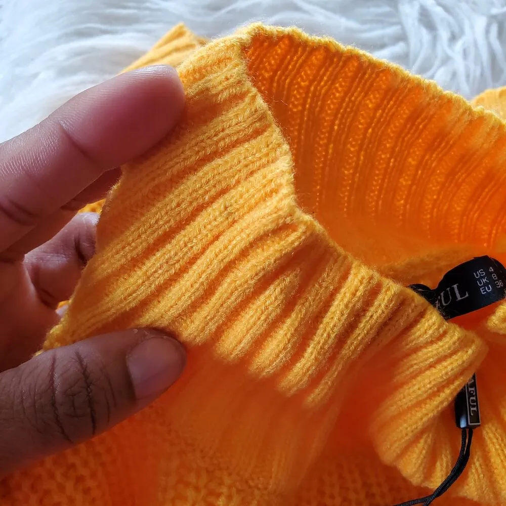 Zaful Women's Yellow Crop Turtleneck Knit Sweater Size S - Image 10