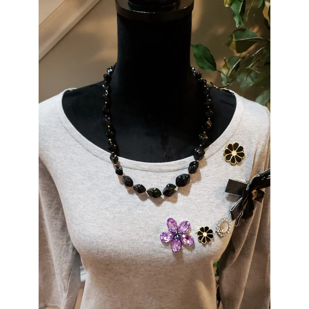 Isaac Mizrahi Floral Blouse Women's Gray Medium Size Long Sleeves Boat - Image 3