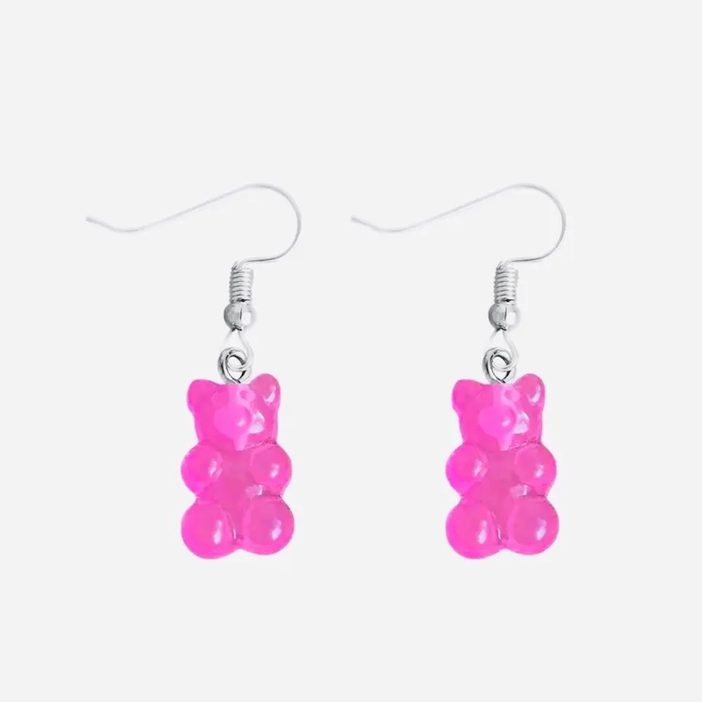 🆕Pink Candy Gummy Bear Dangle Earrings - Image 4