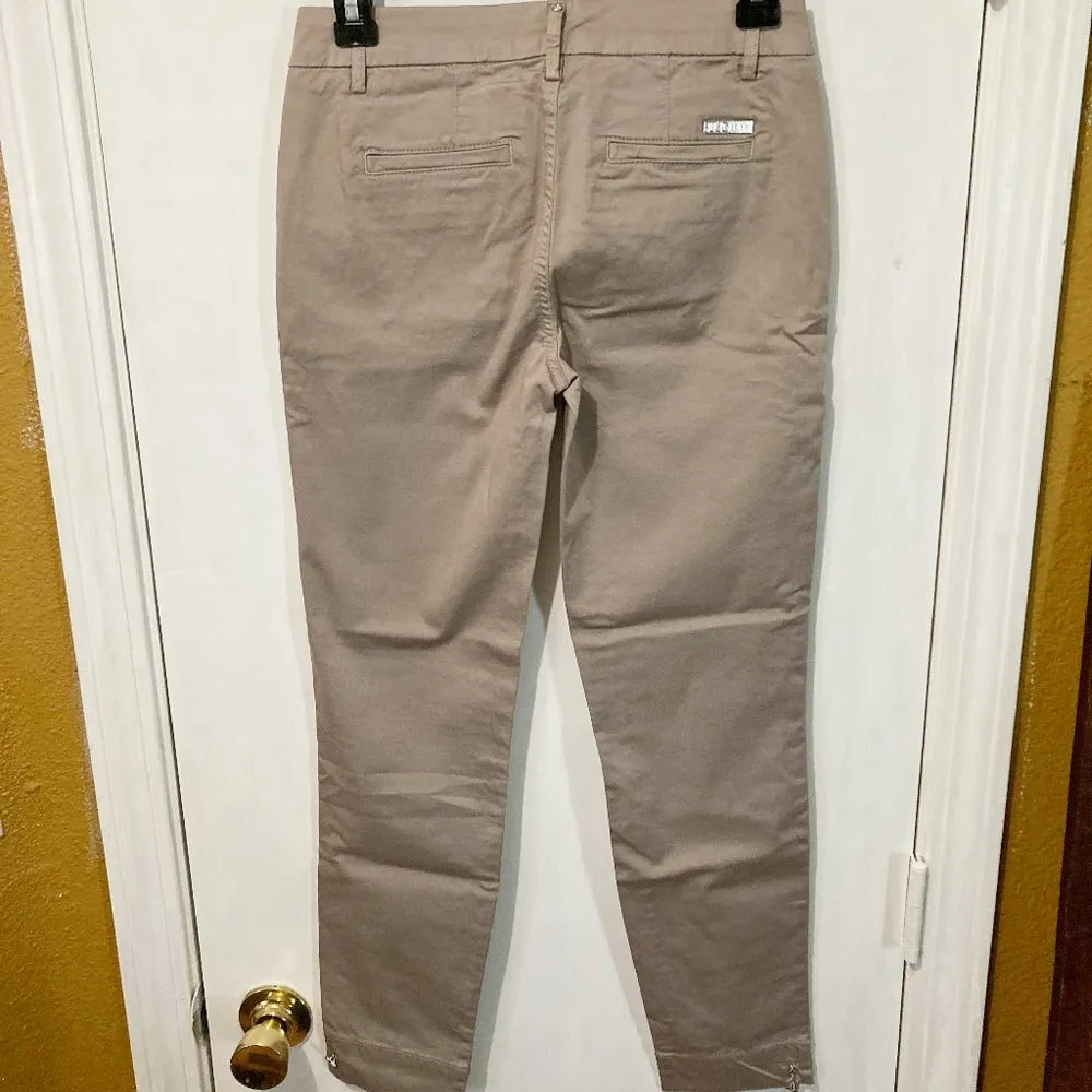 Liu Jo women's 25 slit ankle embellished heart crystals stretchy khaki trousers Tan - Image 5