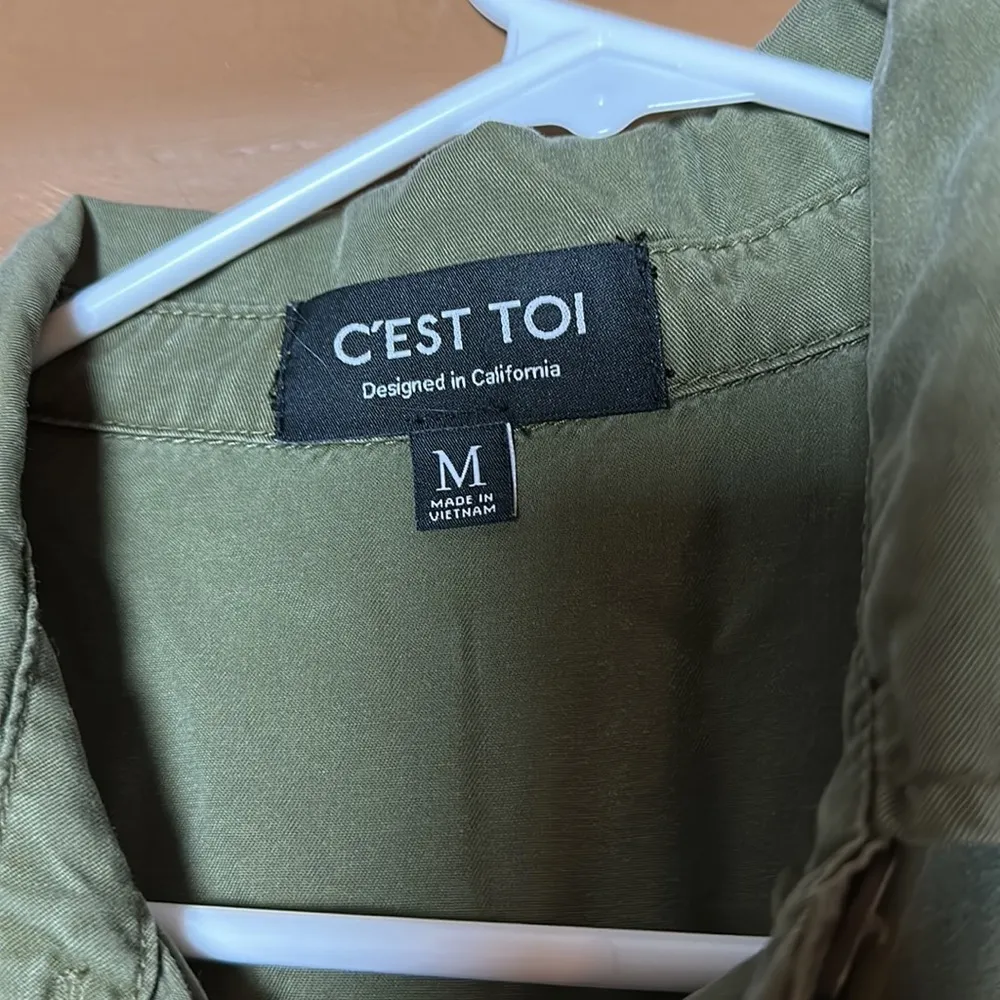 CEST TOI ARMY GREEN BUTTON FRONT JUMPSUIT LONG SLEEVE ONE PIECE ROMPER Size M - Image 3