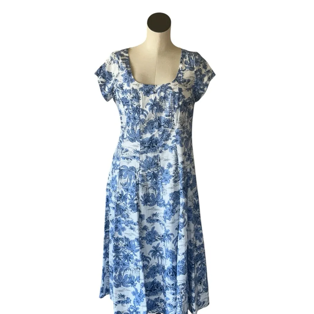 NWOT Joie Dress Blue & White Toile Chinoiserie Midi Dress  Cotton SZ-6 - Image 2
