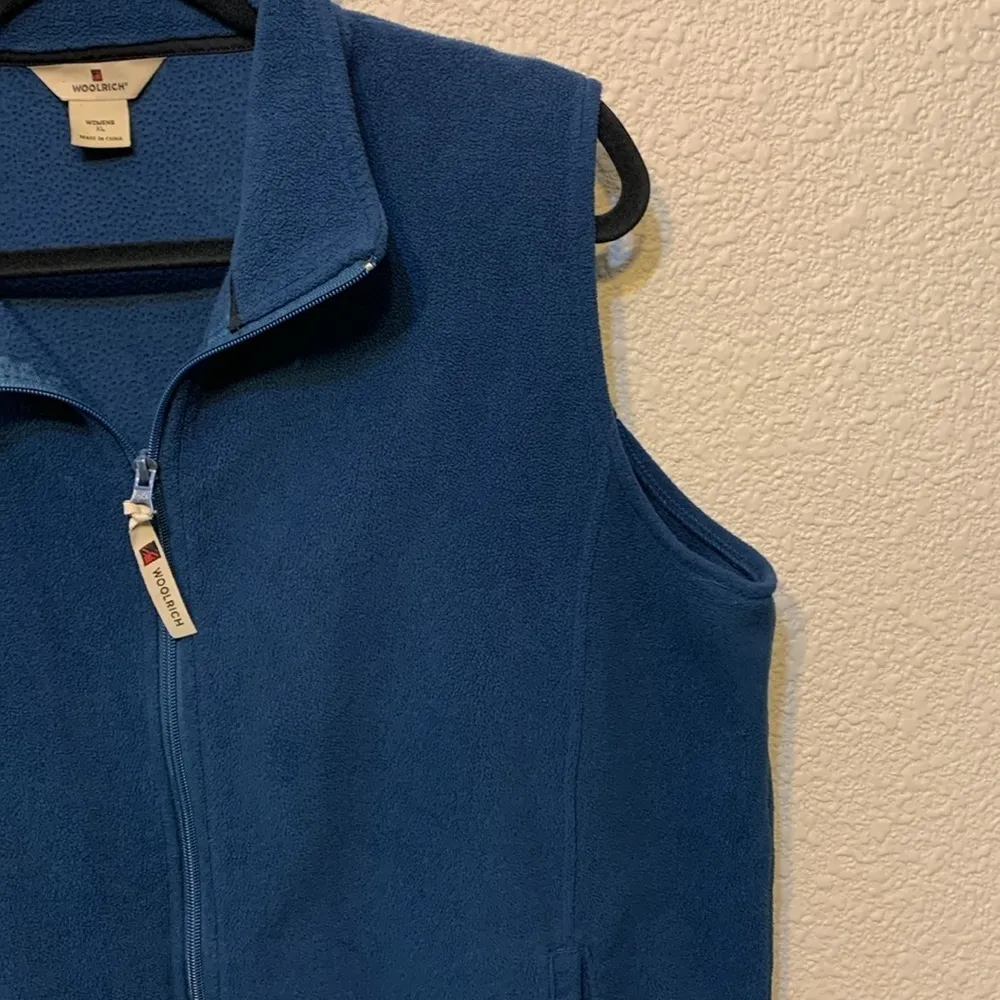 Woolrich navy fleece vest sz XL hiking outdoor running camping backpacking - Image 6