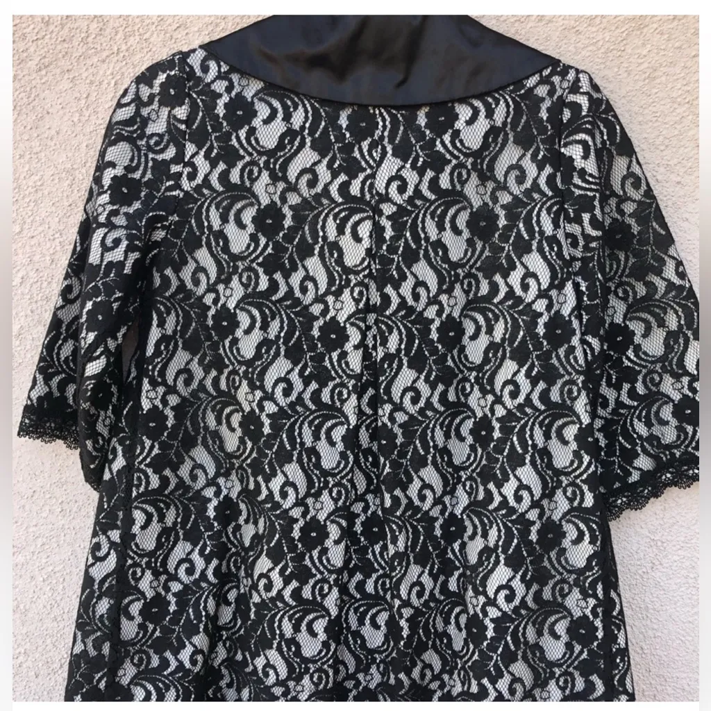 Anthropologie Nick & Mo Boutique NWT Lace Peter Pan Collar 3/4 Sleeve Coat Sz S Black - Image 3