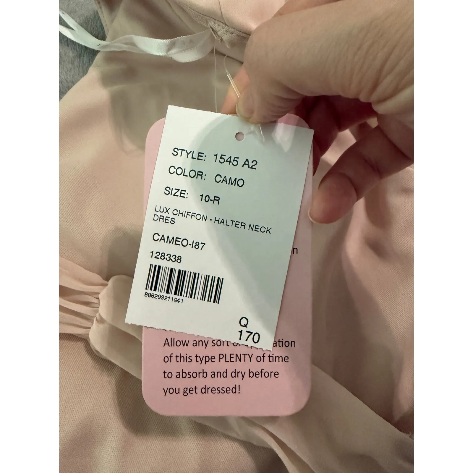 After‎ Six High Neck Halter Backless Maxi Dress Cameo 1545 Size 10R NWT Glam Tan - Image 5