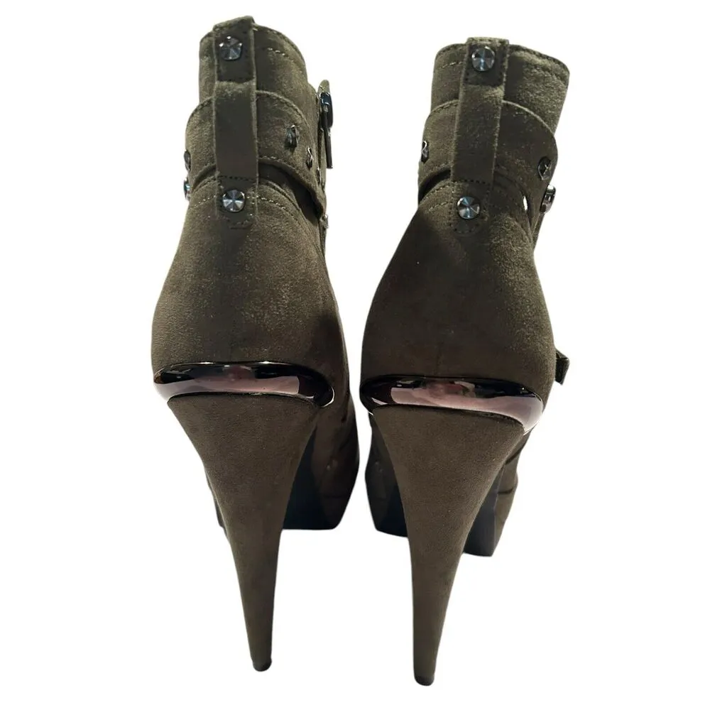 NIB GBG  Green Stiletto Platform Booties Deeka Size 9M - Image 4