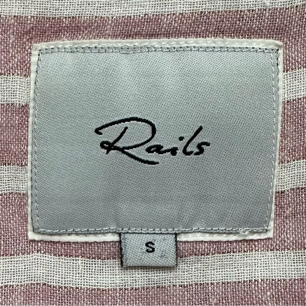 Rails Linen Blend Sydney Stripe Button Down Shirt, Sz Small - Image 10
