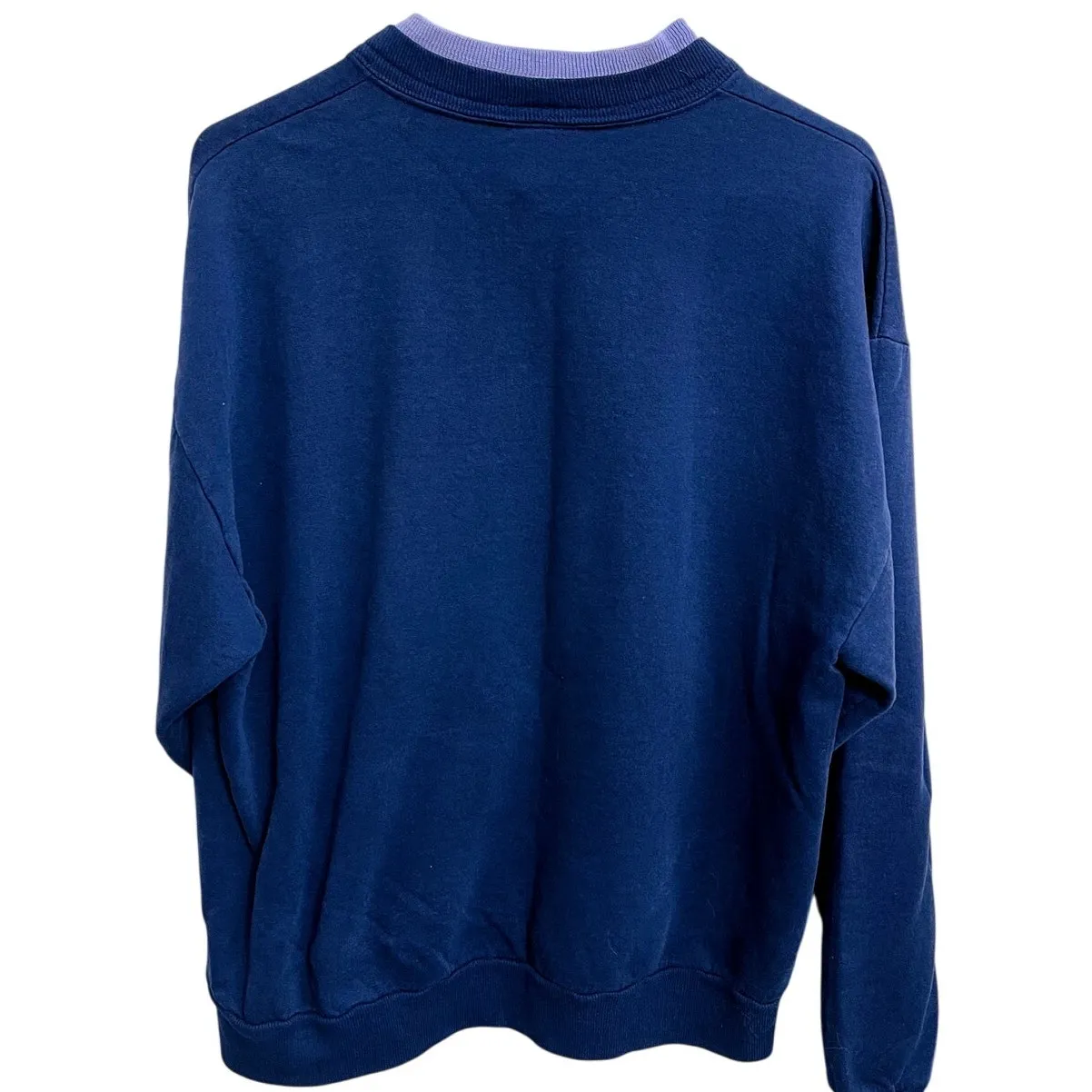 Vintage Morning Sun‎ Navy Purple Floral Grandma Crewneck Sweater Size L Blue Size L - Image 2