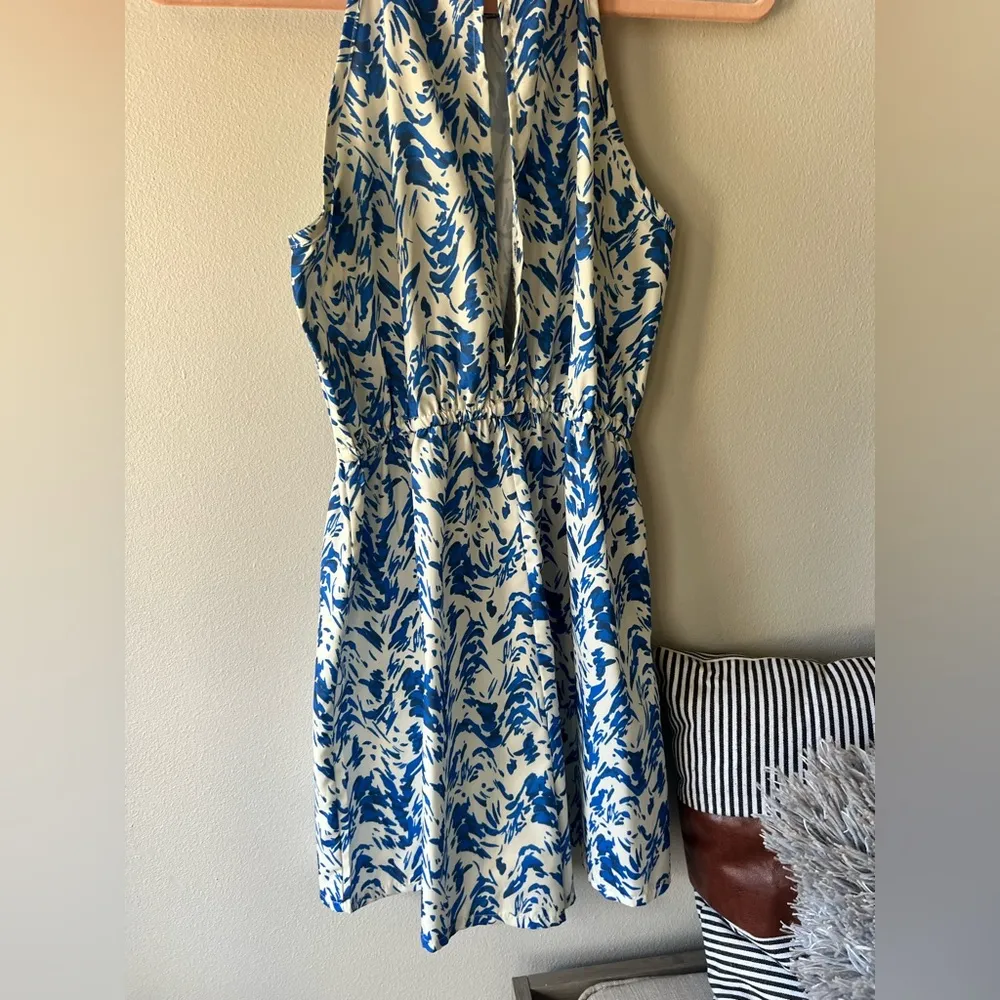 Blue Allover Print Halter Neck Romper Size Small/4 - Image 15