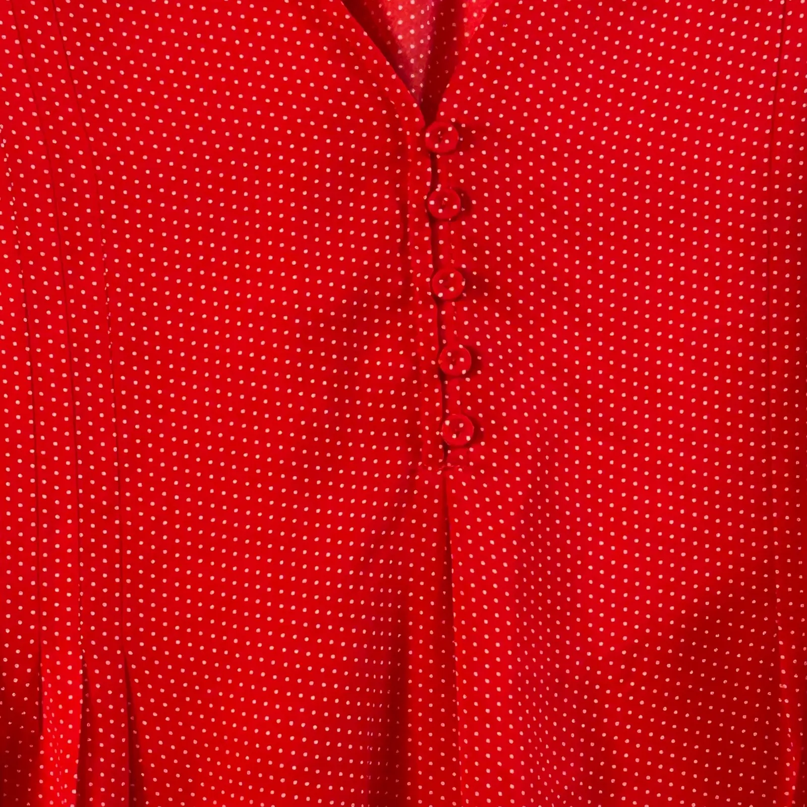 Carolina Belle Red Polka Dot V Neck Button Front Tunic Top Blouse Women Plus - Image 7