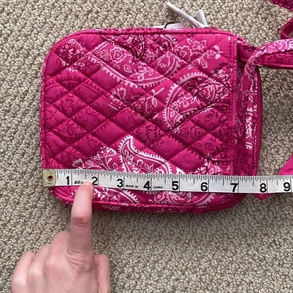 Vera Bradley Mini Hipster Crossbody Purse Pink Stamped Paisley Bag Pockets NWT - Image 6