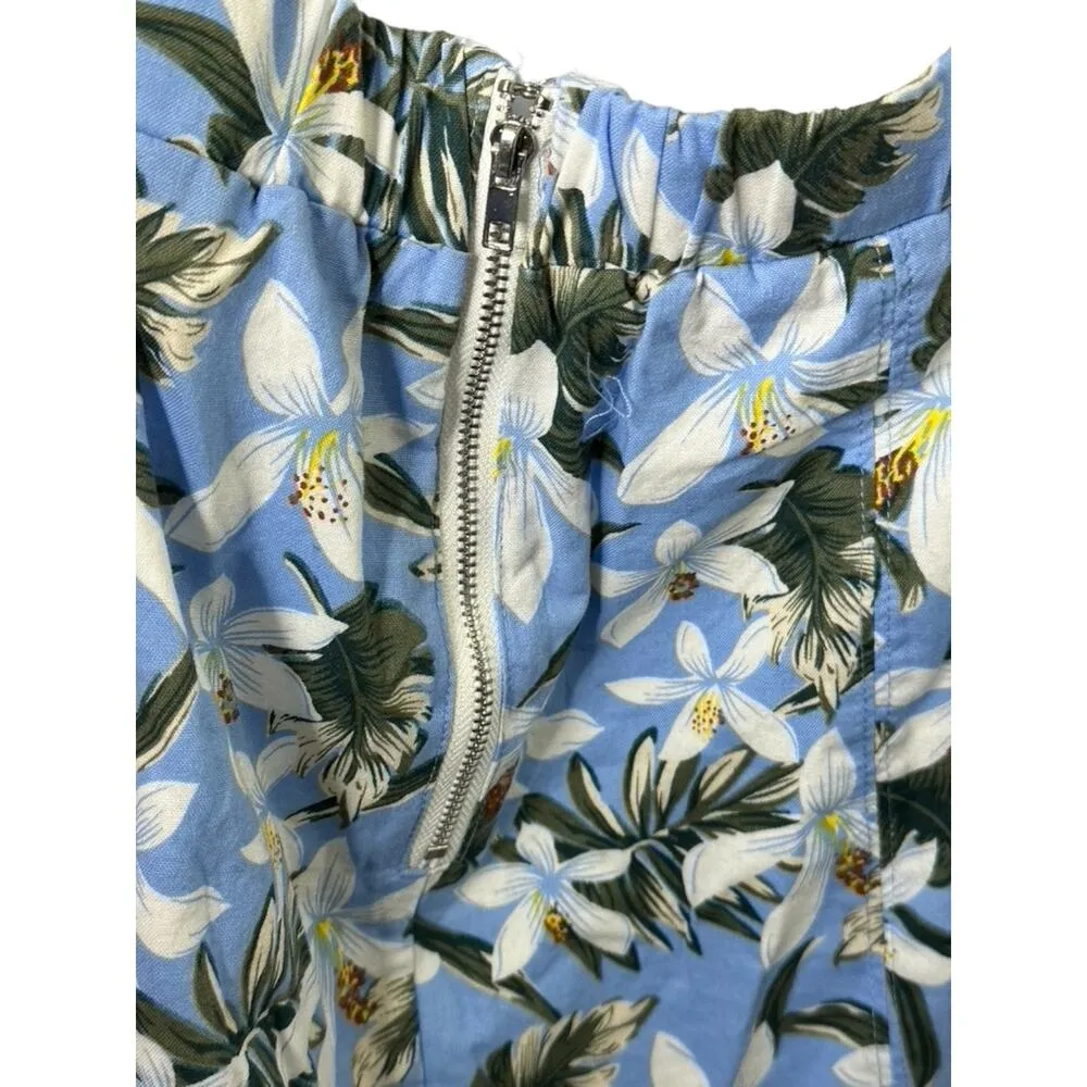 AQUA Blue & White Floral Tie Back Mini Dress Women's Size Large Cotton - Image 9