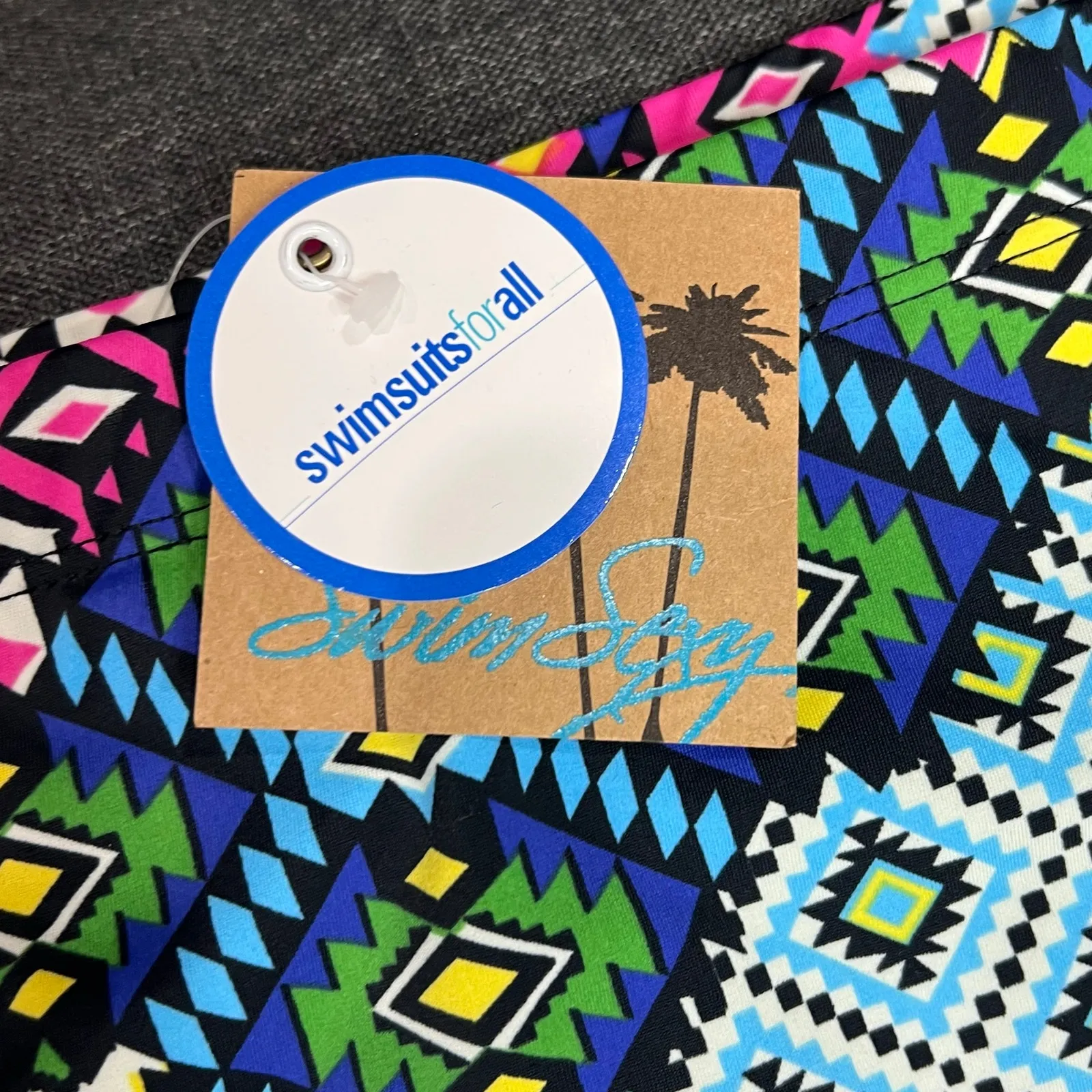 Swimsuits For All Swim Sexy Bikini Bottom Womens 16 Multicolor Geometric Boho Pink - Image 10