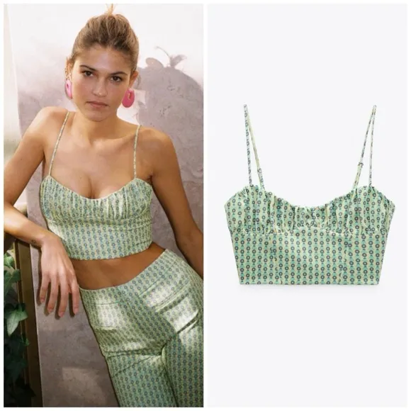 Spring Green Zara Women's multi Crop-top - Image 2