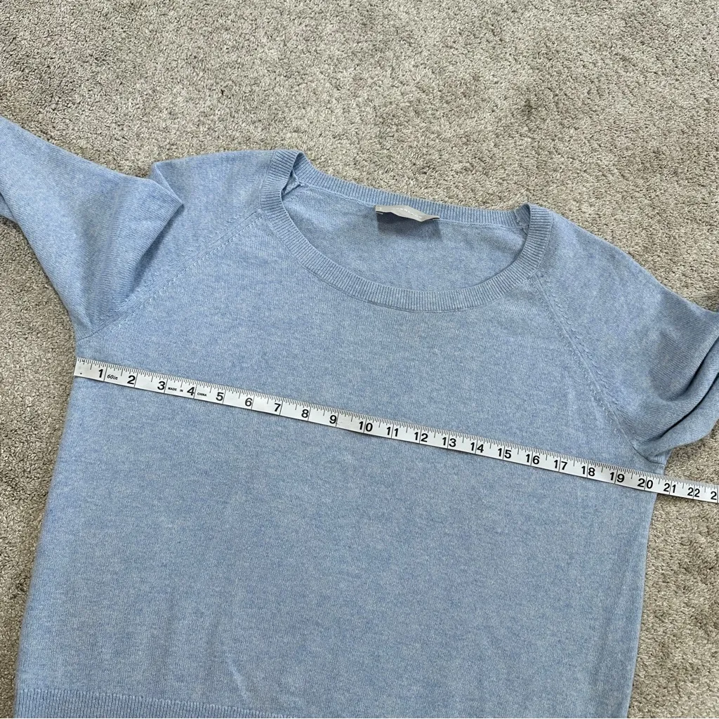 Everlane Women’s 100% Cashmere 3/4 Sleeve Raglan Sweater in Light Blue Heather S - Image 14