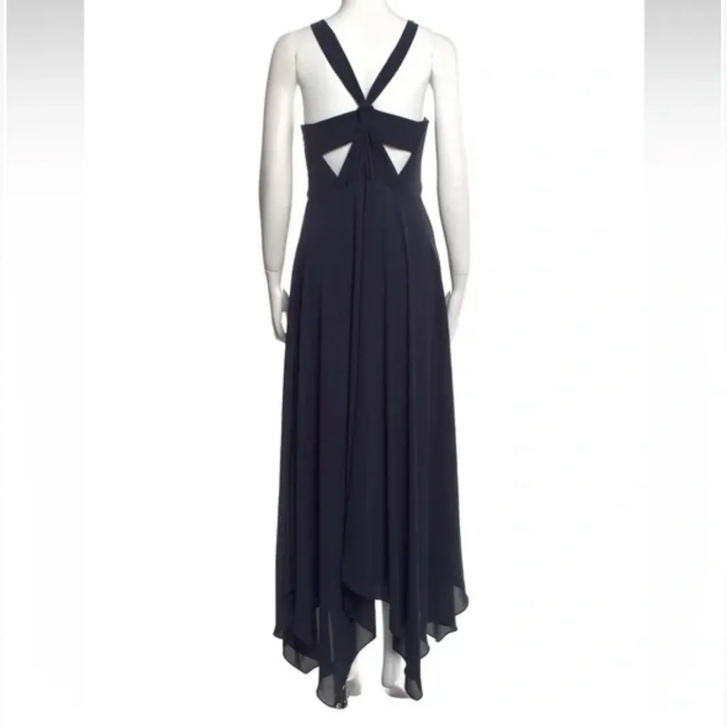 Halston Heritage Maxi Dress Crepe Evening Gown Draped Cowl‎ Neck - Image 2
