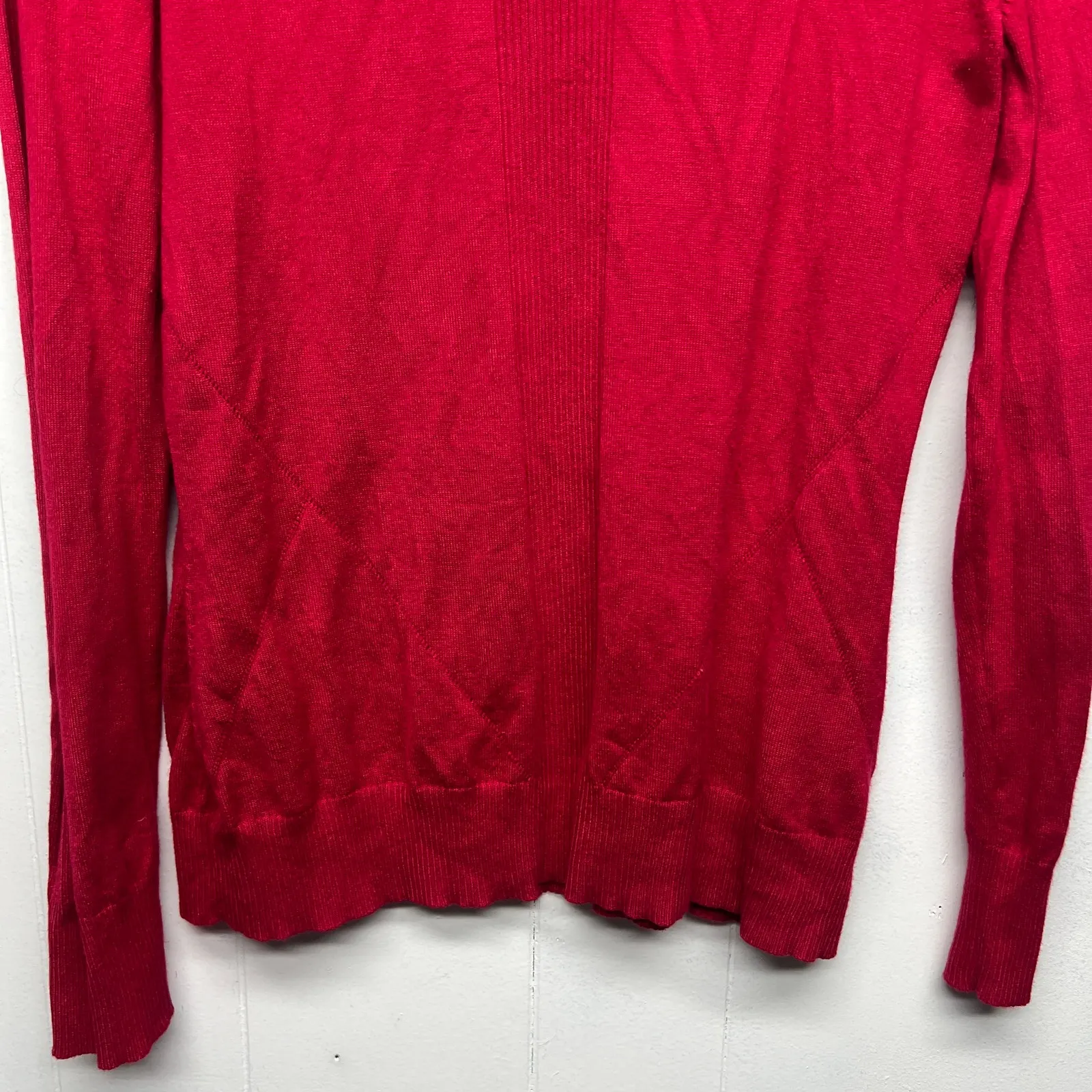 Tribal Mock Neck Pullover Red Long Sleeve Sweater Women's Size Medium - Image 4