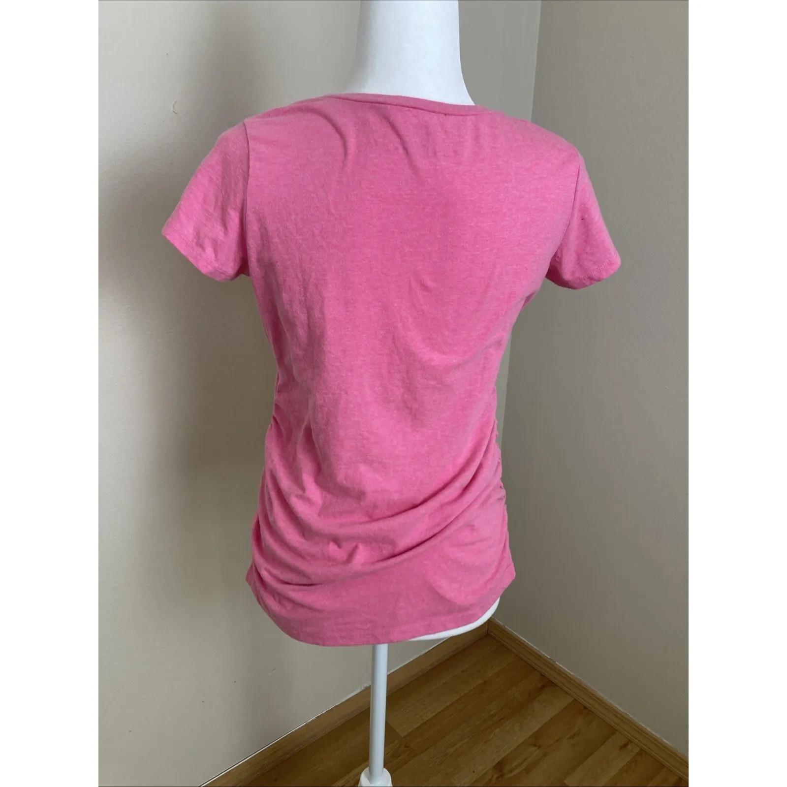 Motherhood Maternity Pink Hey Girl Ruched Tee Size Small ‎ (A5) - Image 3
