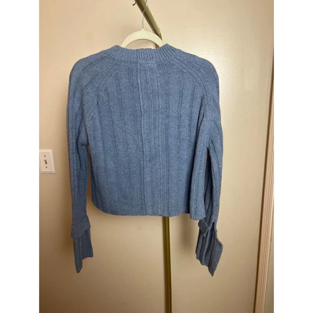 Avantlook Blue Ribbed Bell Sleeve Sweater Sz. M Blue Size M - Image 7