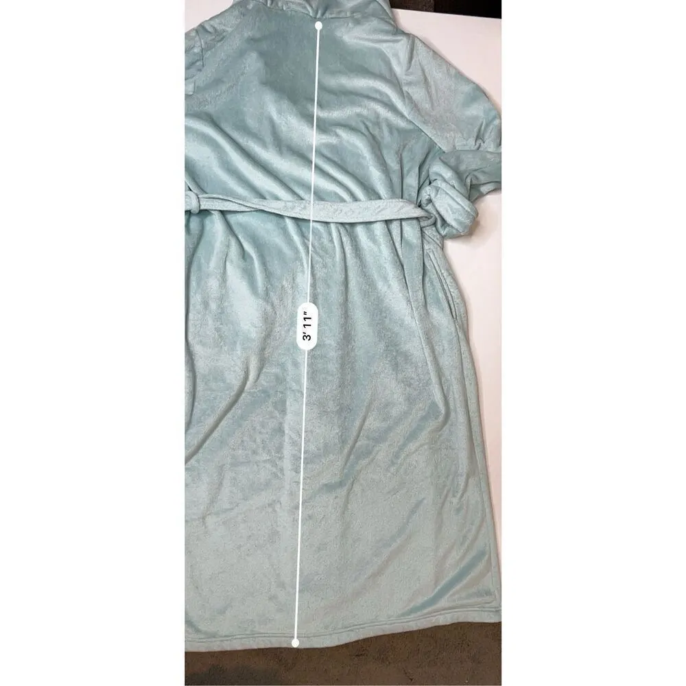 Kim‎ Rogers Blue Fuzzy Belted Adjustable Waist Bath House Robe Set Sz Large - Image 9