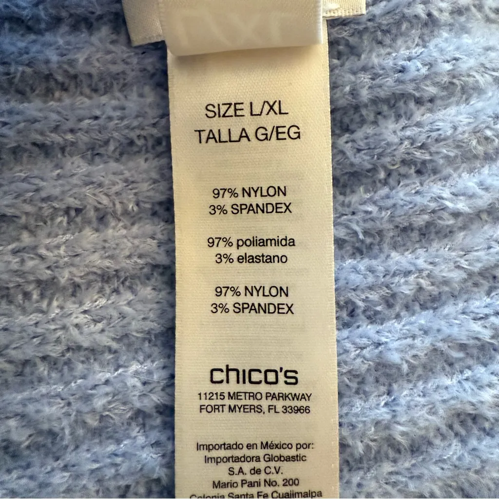 Chico's Cozy Wrap Sweater Blue L/XL Soft Warm Winter Cool Weather Snow Stretch - Image 7