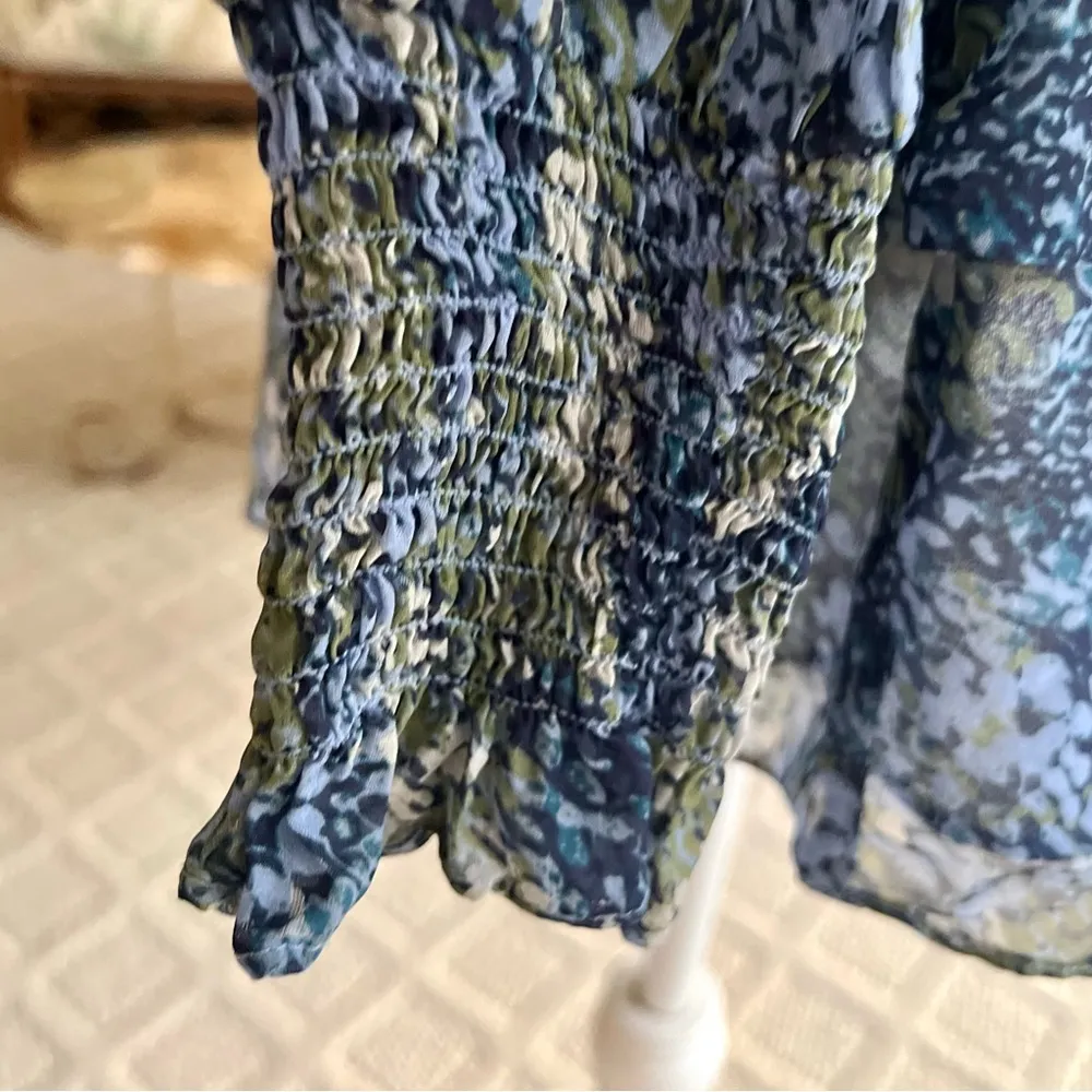 Ramy Brook Brinley Dress Mini Blouson Blue Sage Silk 8 Boho Chic Garden Party - Image 15