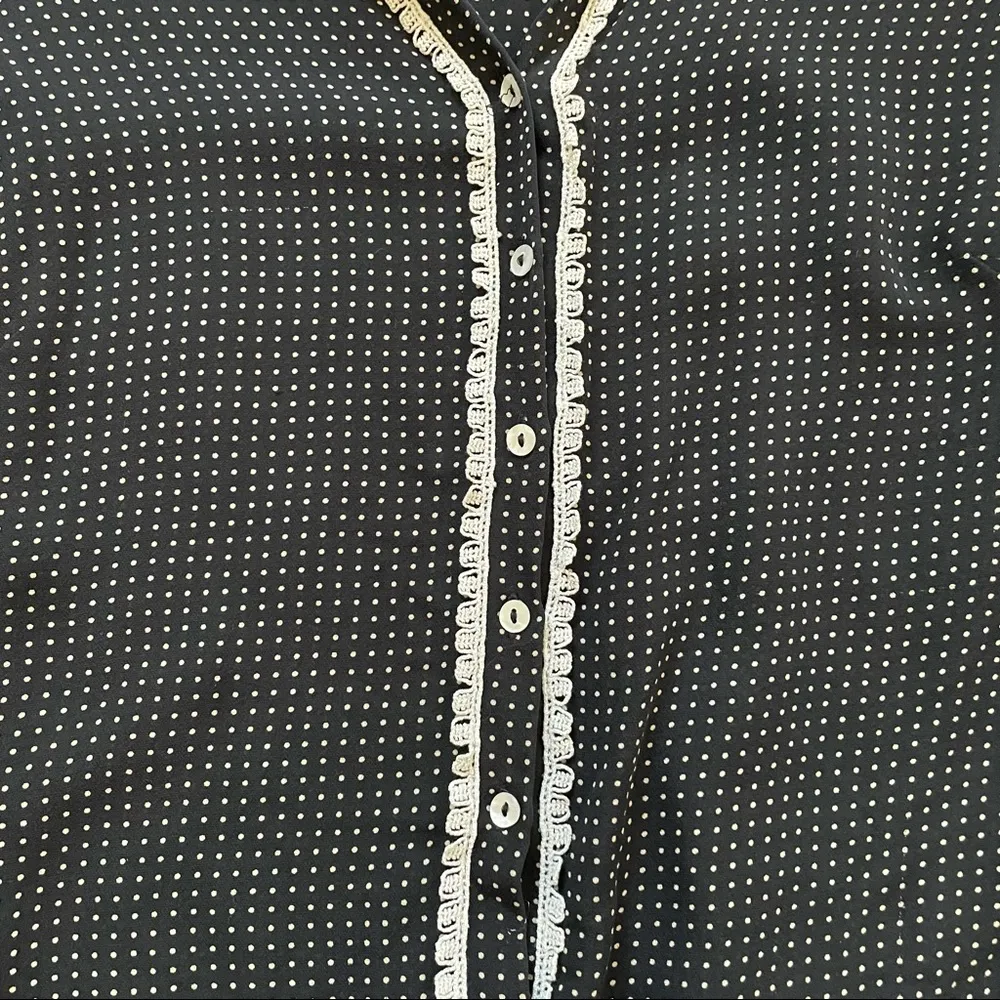 STUDIO M by MAX STUDIO black/ecru/tan silk top - Image 5