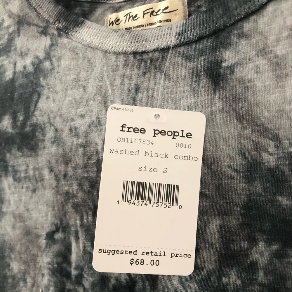 Free People Washed Black Riptide Tie Dye Tee Shirt NEW - Image 4