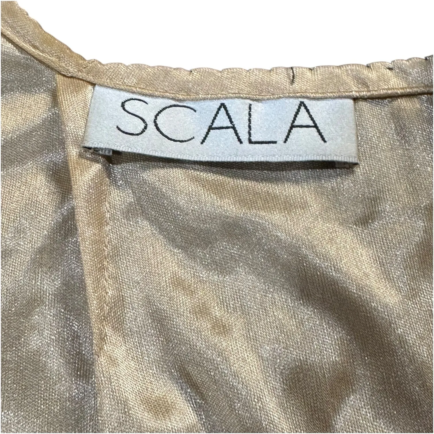 Scala Silk Beaded Sequined Cocktail Dress Vintage 90s Black 12 - Image 6