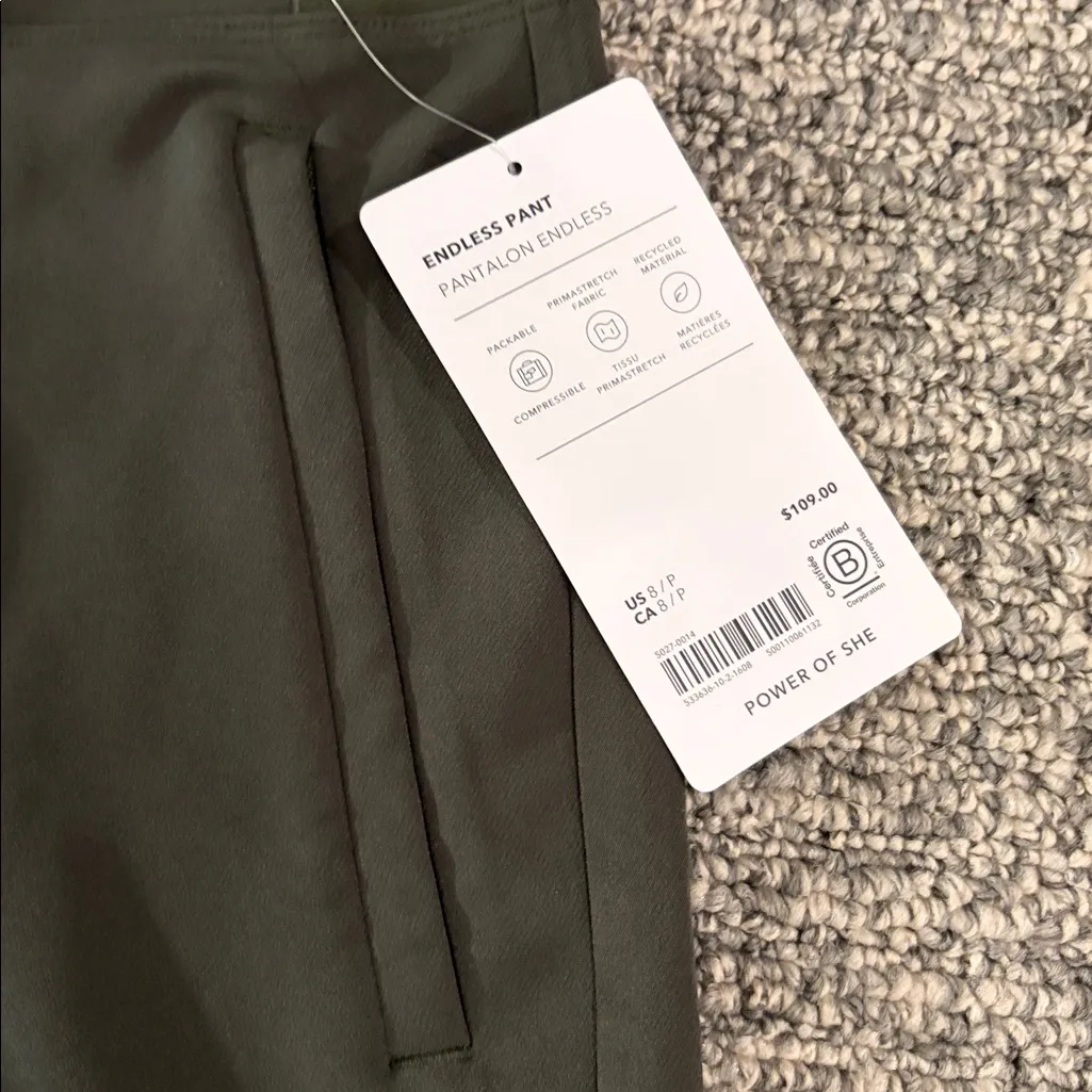 Athleta NWT  Petite Olive Green Endless Pant Sz 8P - Image 5