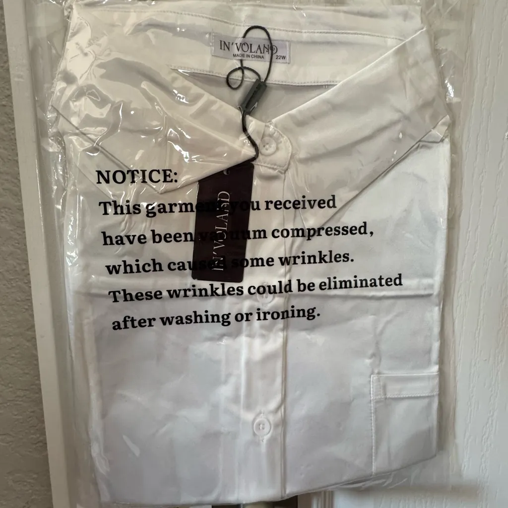 IN'VOLAND Women’s Satin Button Down Shirt Long Sleeve Blouse White 22W NWT - Image 6