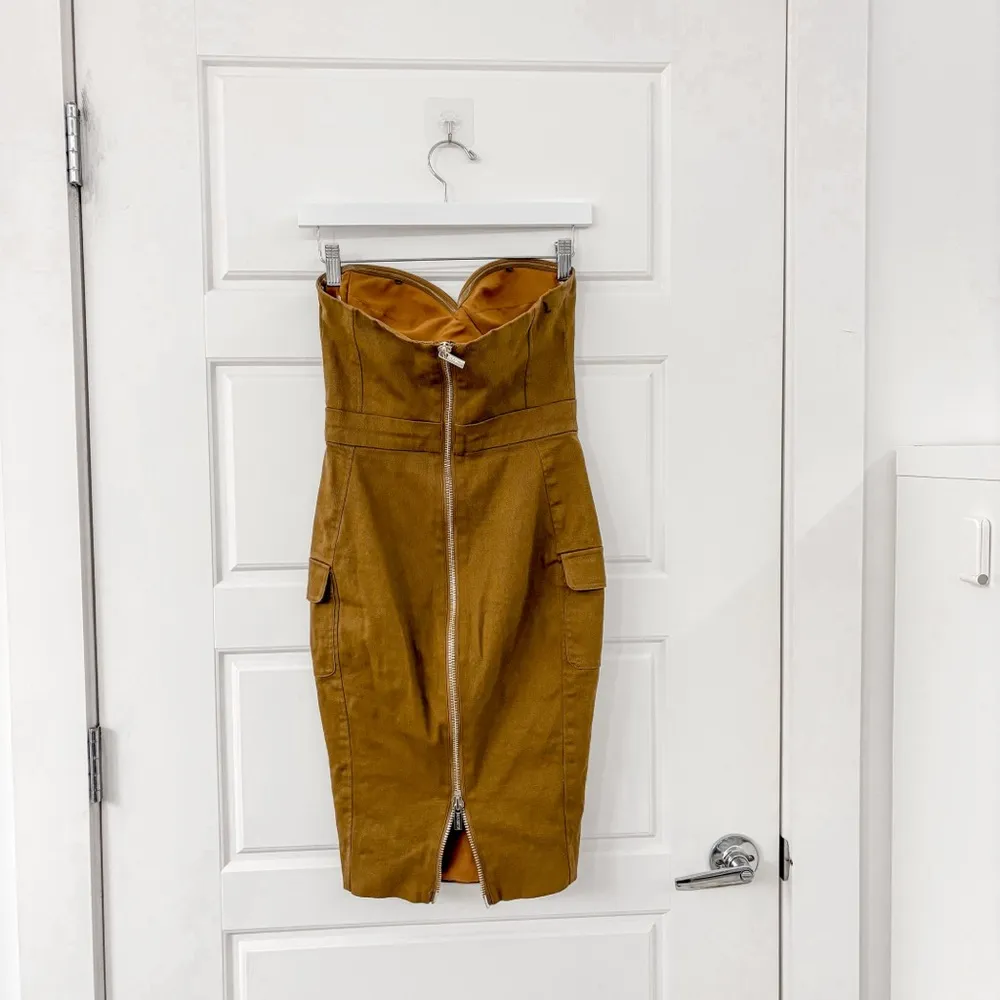 House of CB Tan Morena Twill Bustier Dress - Image 6