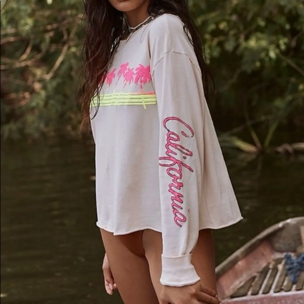 Daydreamer x Free People Shirt‎ California Palm Tree LS Womens Size Medium - Image 2