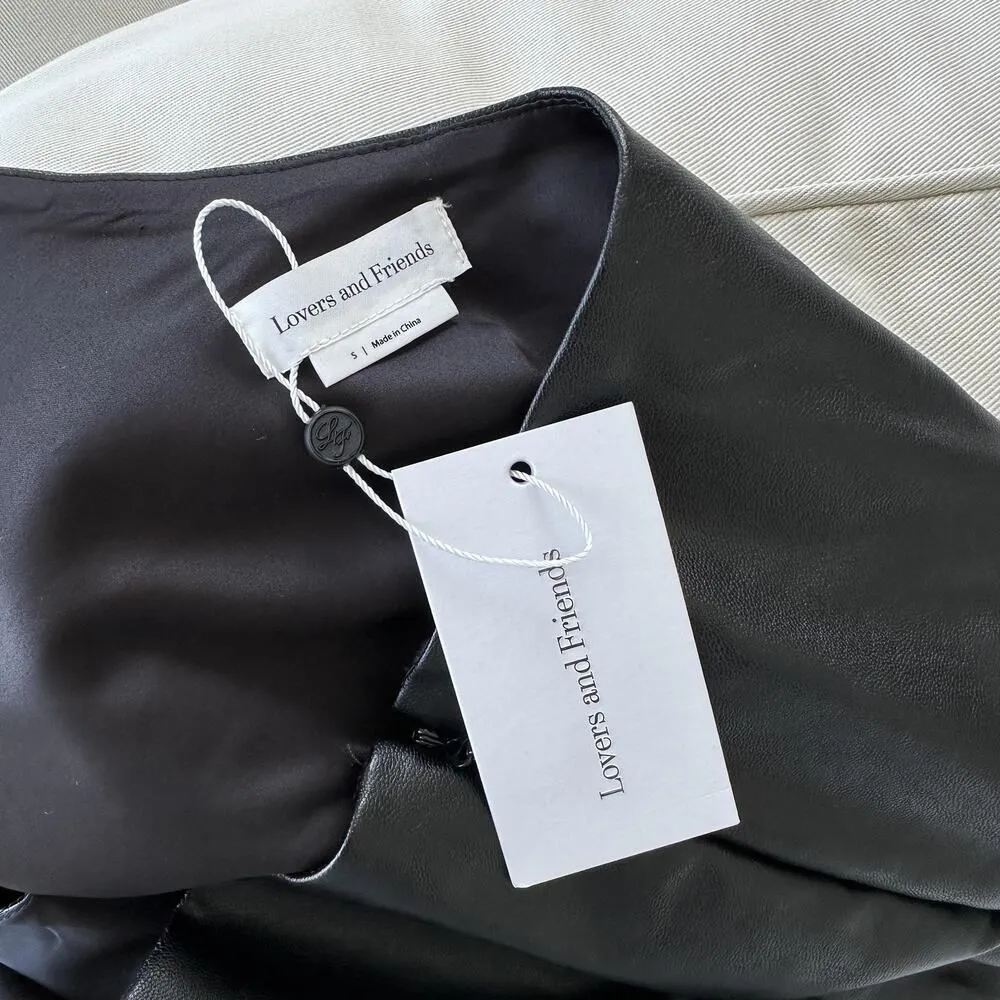 Lovers and Friends Romper Small Black Faux Leather Taina One Shoulder Mini Party - Image 6