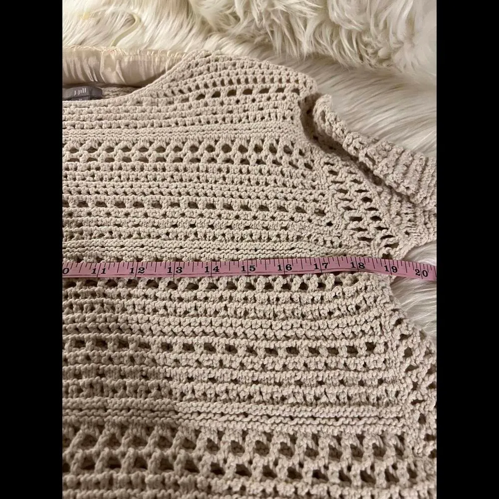 J Jill Cozy Crochet Sweater - Cream Knit Design -size Medium - Image 4