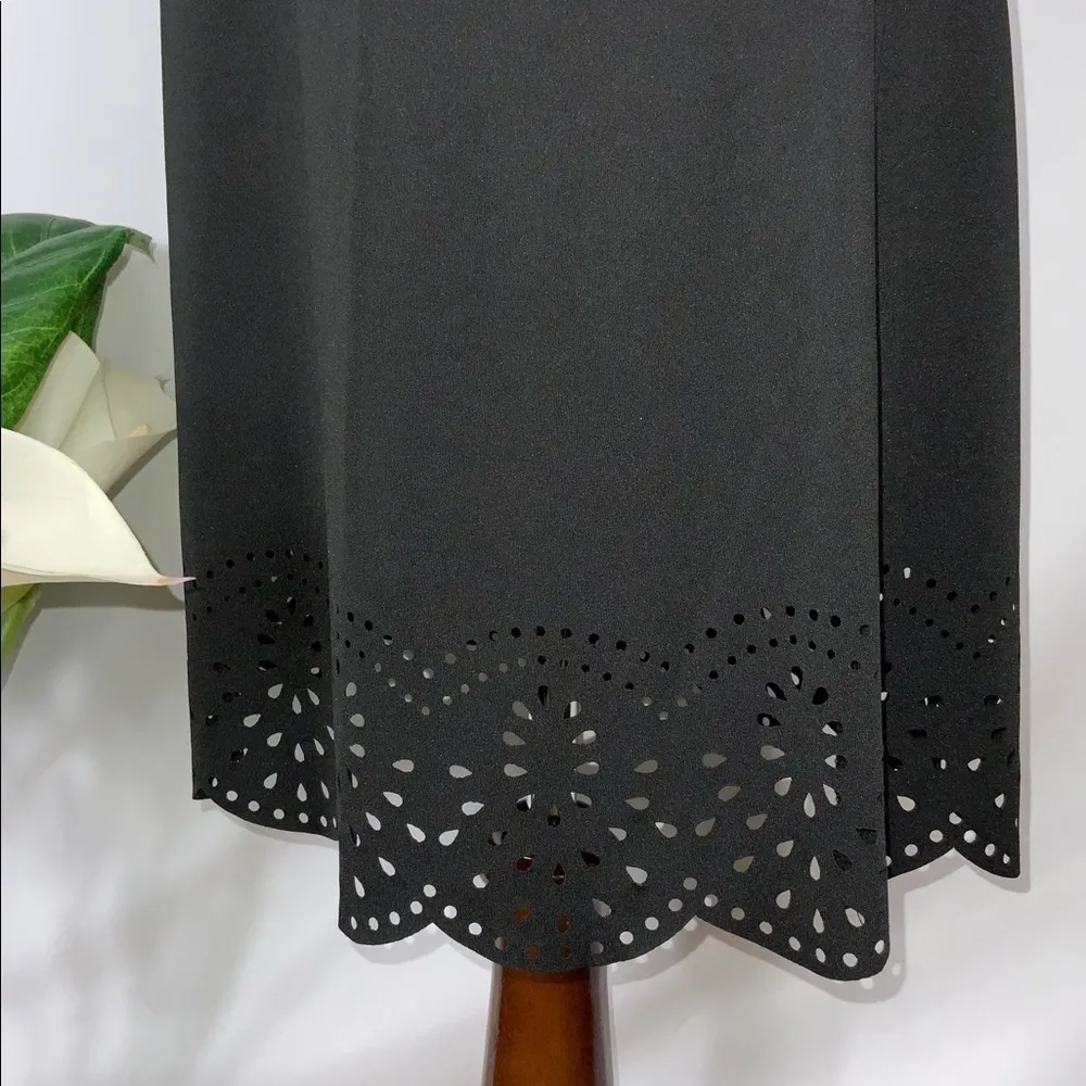 NWT Grace Karin Black Short Sleeve Shift A-Frame Dress Eyelet Hemline Medium - Image 5