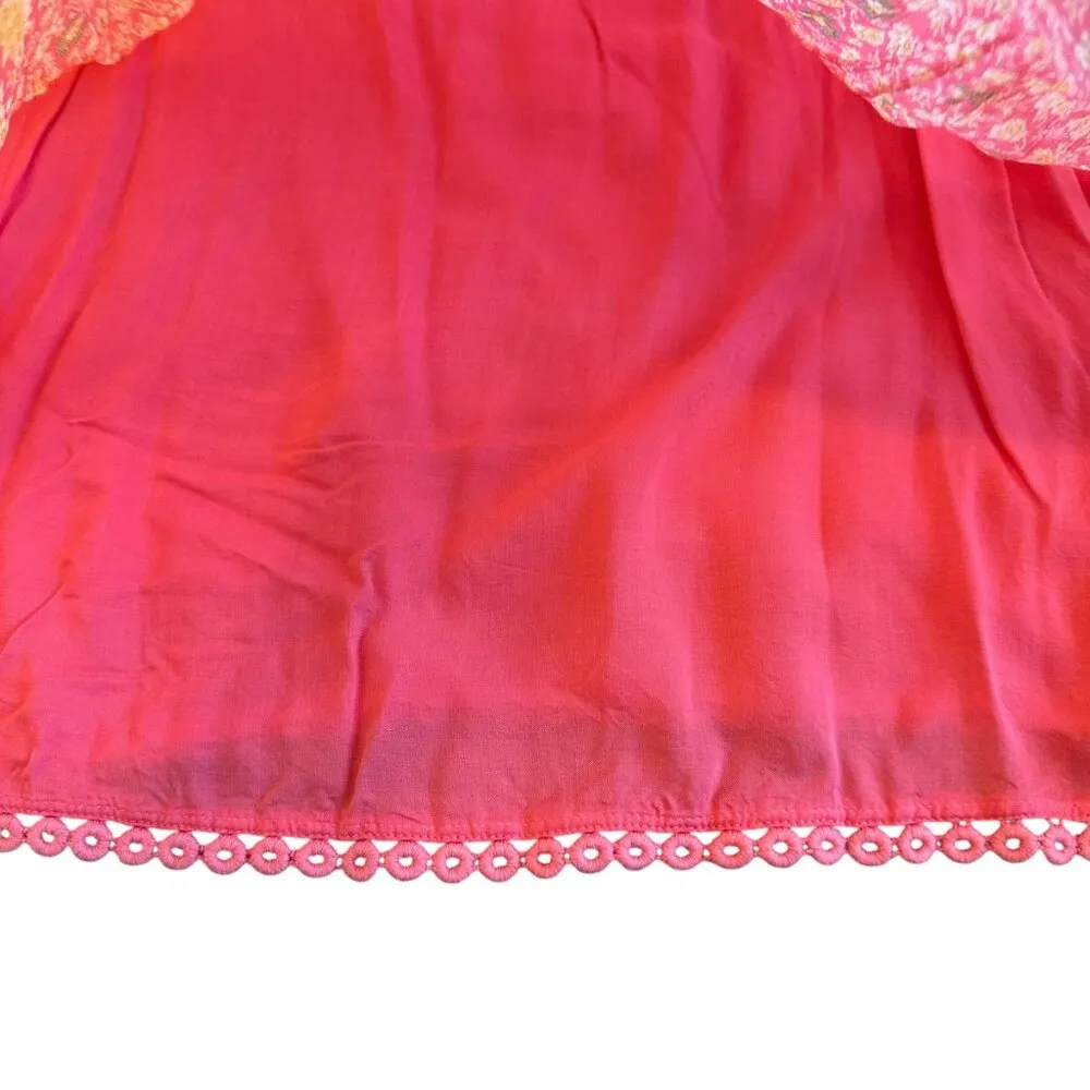 Maeve Anthropologie Coral Print Mini Dress Sheer w/ Liner Floral Size 4 Women's - Image 6