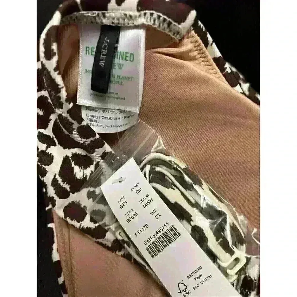 J. Crew Bikini Top Women's Size 2X, Knot Bandeau Style, Leopard Print, Brown - Image 5