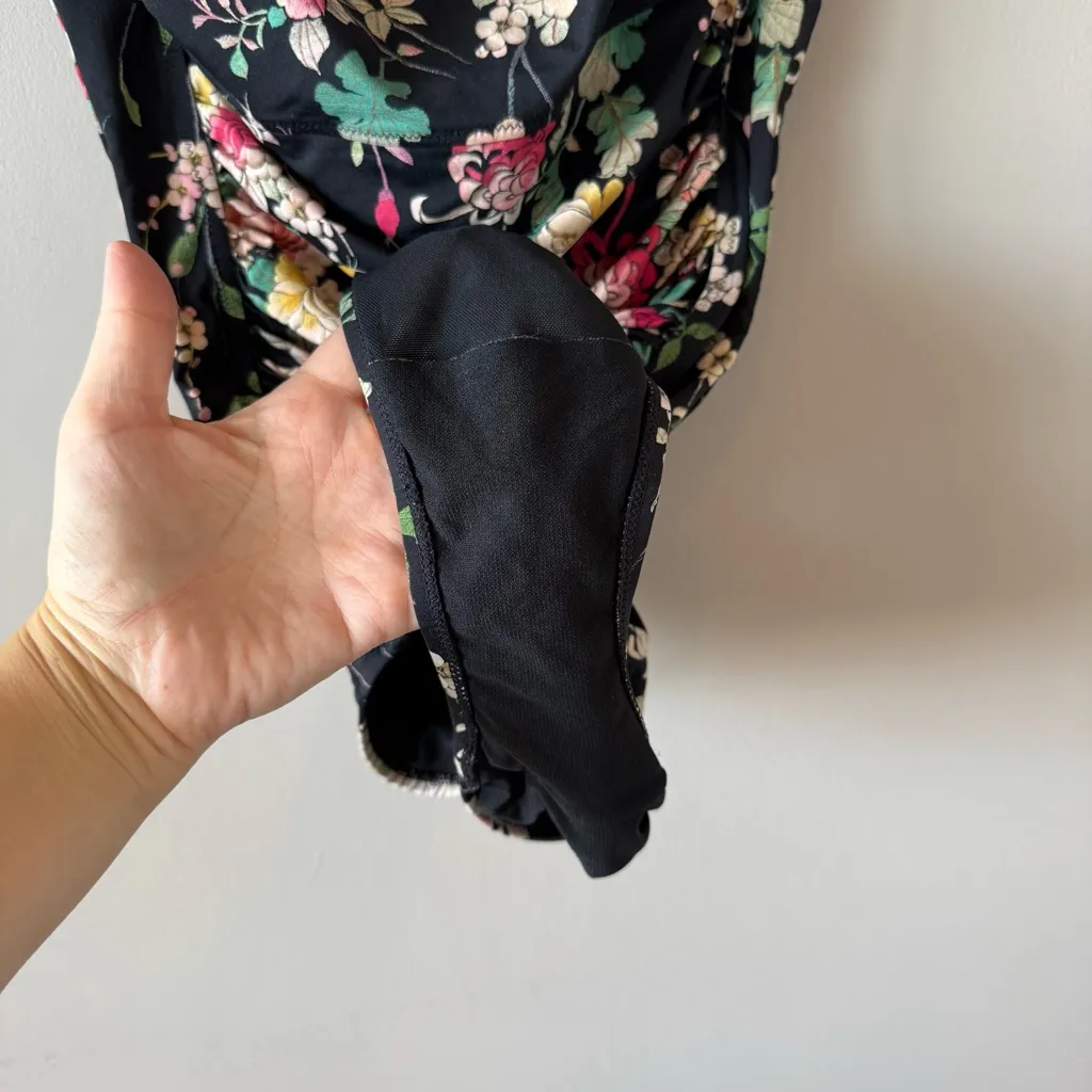 Johnny Was Black Wild Bloom‎ Ruched One Piece Swimsuit Size Medium - Image 6