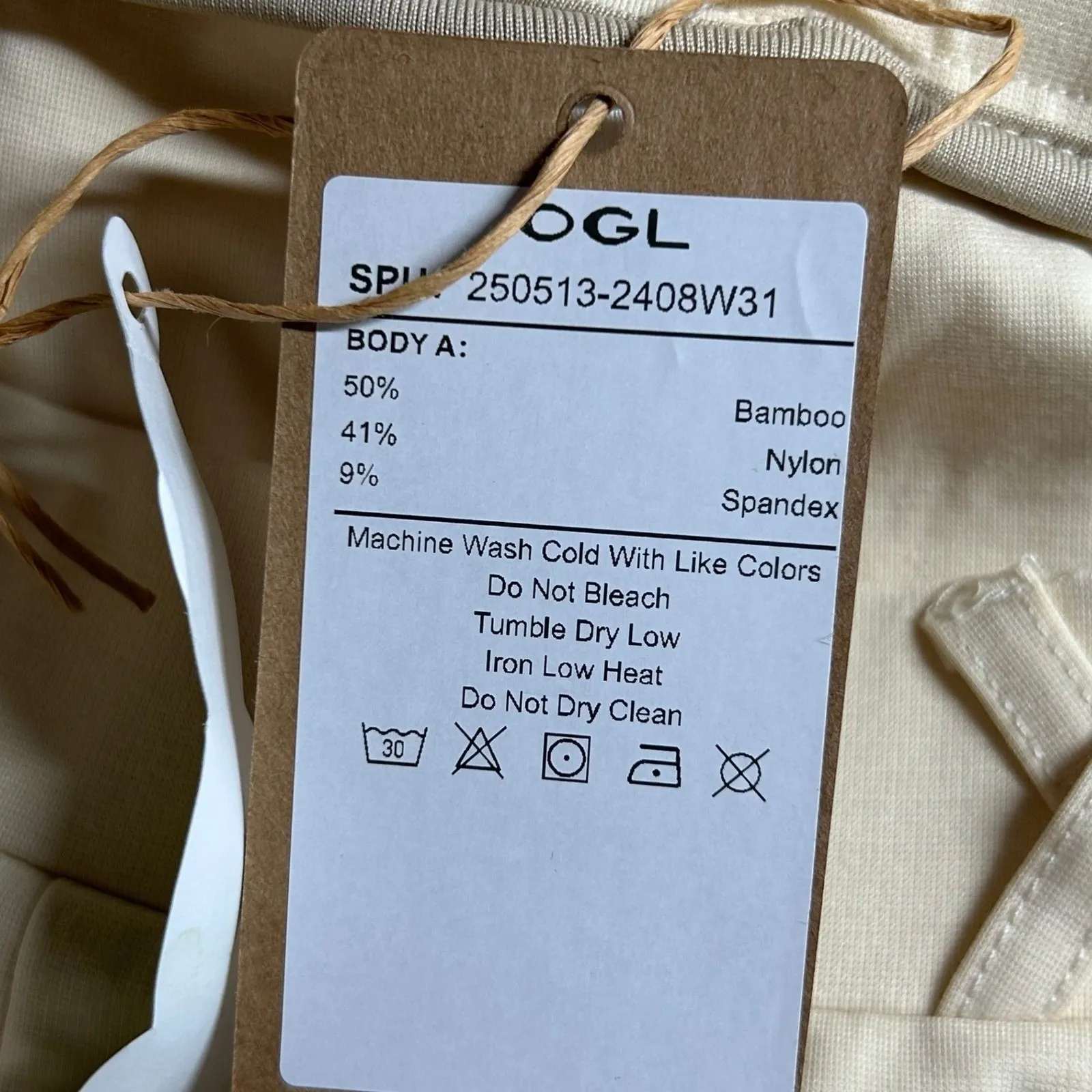 OGL Drapey Bamboo Ponte High Rise Wide Leg Trouser Pants Beige Small Petite New Tan Size undefined - Image 9